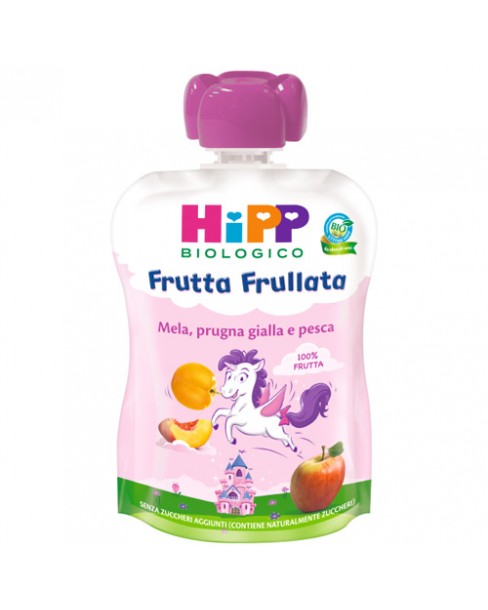 HIPP BIO - FRUTTA FRULLATA UNICORNO MELA PRUGNA GIALLA PESCA 90 G