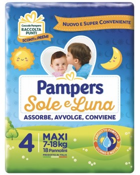 PANNOLINO PER BAMBINO PAMPERS SOLE & LUNA MAXI 18 PEZZI