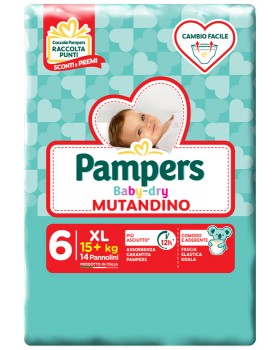 PAMPERS BABY DRY MUTANDINO SM TAGLIA 6 EXTRALARGE SMALL PACK 14 PEZZI