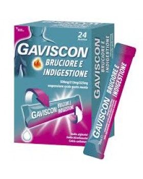GAVISCON BRUCIORE E INDIGESTIONE*24 bust 500 mg + 213 mg + 3 25 mg