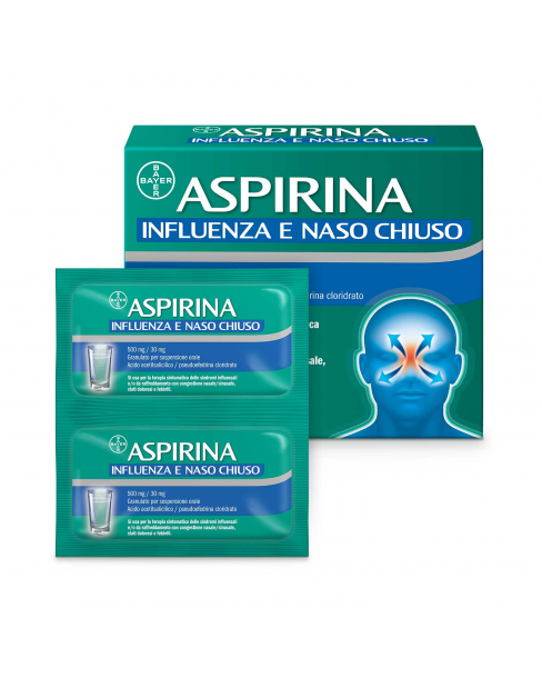 ASPIRINA INFLUENZA E NASO CHIUSO*OS 10 bust 500 mg + 30 mg